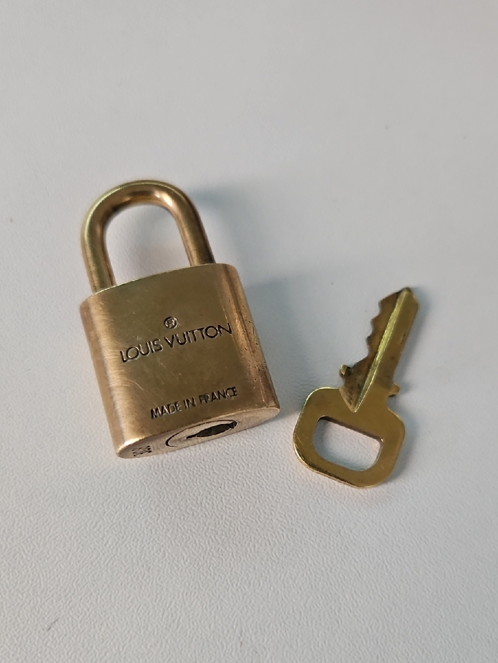 Authentic Louis Vuitton Gold Brass Padlock and Key #308